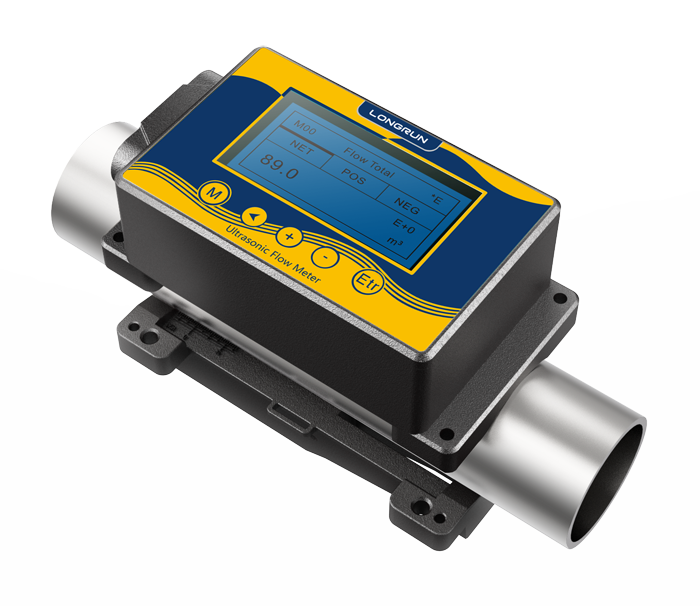 Integrated external clamp ultrasonic flowmeter